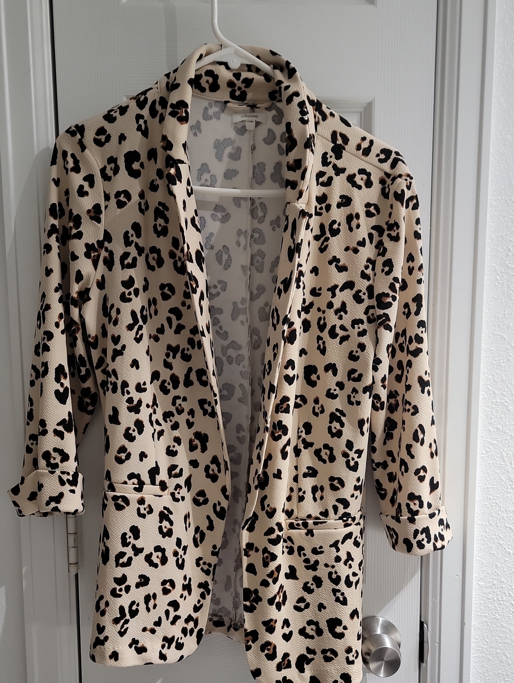 Maurices Beige and Black Leopard Print Blazer